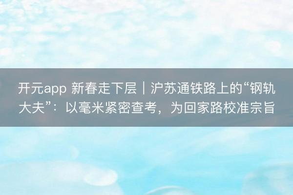 开元app 新春走下层｜沪苏通铁路上的“钢轨大夫”：以毫米紧密查考，为回家路校准宗旨