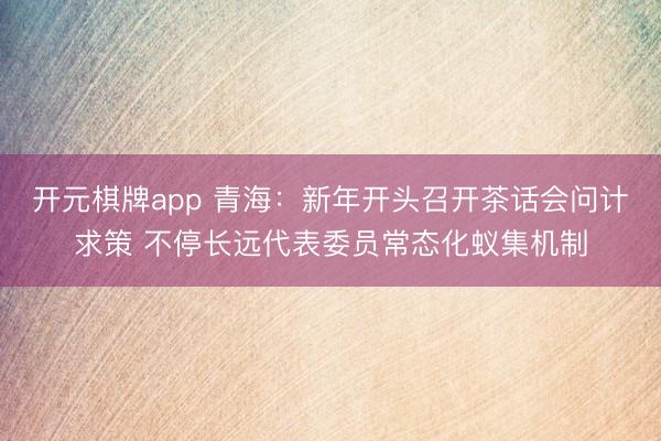 开元棋牌app 青海：新年开头召开茶话会问计求策 不停长远代表委员常态化蚁集机制