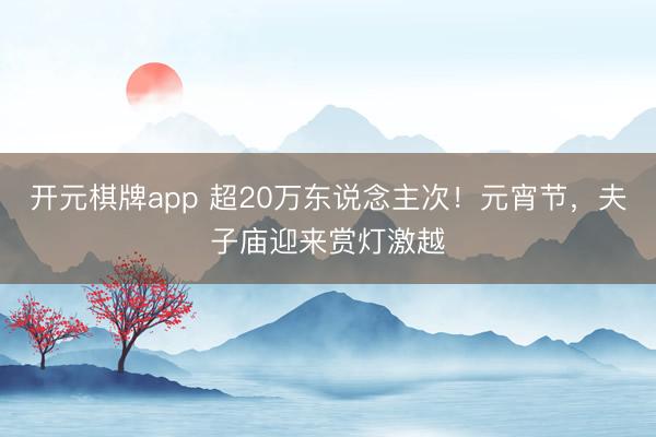 开元棋牌app 超20万东说念主次！元宵节，夫子庙迎来赏灯激越