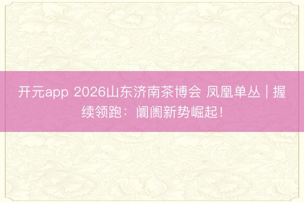 开元app 2026山东济南茶博会 凤凰单丛 | 握续领跑：阛阓新势崛起！