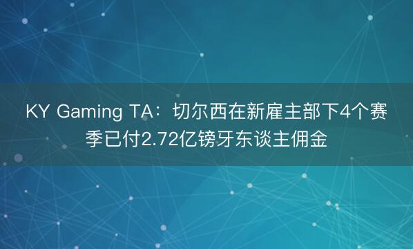 KY Gaming TA：切尔西在新雇主部下4个赛季已付2.72亿镑牙东谈主佣金