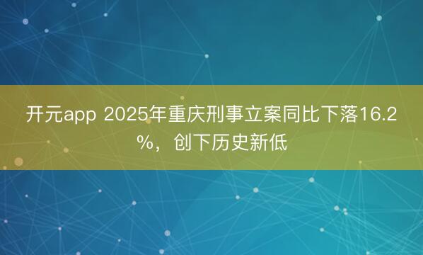 开元app 2025年重庆刑事立案同比下落16.2%，创下历史新低