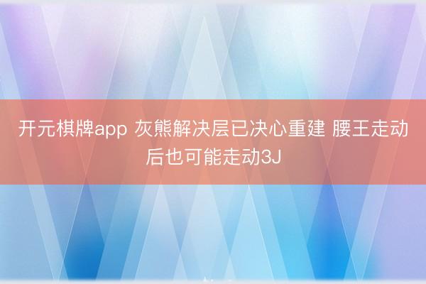 开元棋牌app 灰熊解决层已决心重建 腰王走动后也可能走动3J