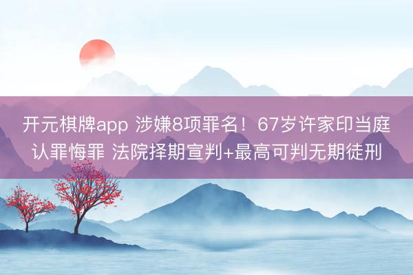 开元棋牌app 涉嫌8项罪名!67岁许家印当庭认罪悔罪 法院择期宣判+最高可判无期徒刑