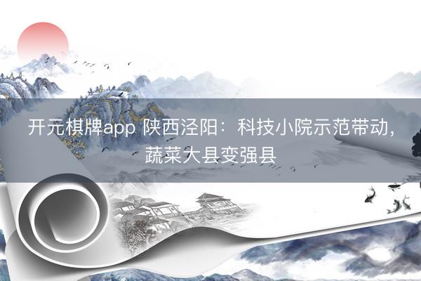 开元棋牌app 陕西泾阳：科技小院示范带动，蔬菜大县变强县