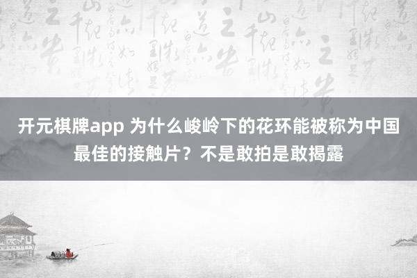 开元棋牌app 为什么峻岭下的花环能被称为中国最佳的接触片?不是敢拍是敢揭露