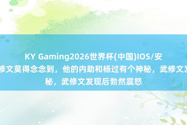 KY Gaming2026世界杯(中国)IOS/安卓官方下载 武修文莫得念念到，他的内助和杨过有个神秘，武修文发现后勃然震怒