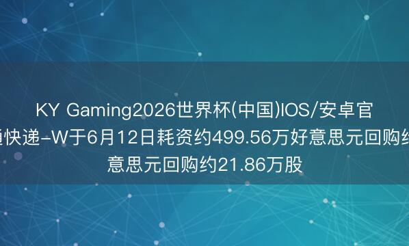 KY Gaming2026世界杯(中国)IOS/安卓官方下载 中通快递-W于6月12日耗资约499.56万好意思元回购约21.86万股