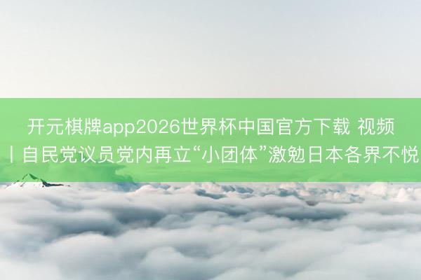 开元棋牌app2026世界杯中国官方下载 视频丨自民党议员党内再立“小团体”激勉日本各界不悦