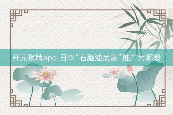 开元棋牌app 日本“石脑油危急”推广为哪般
