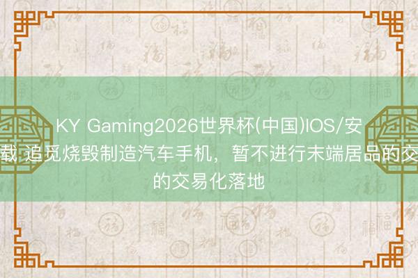 KY Gaming2026世界杯(中国)IOS/安卓官方下载 追觅烧毁制造汽车手机，暂不进行末端居品的交易化落地